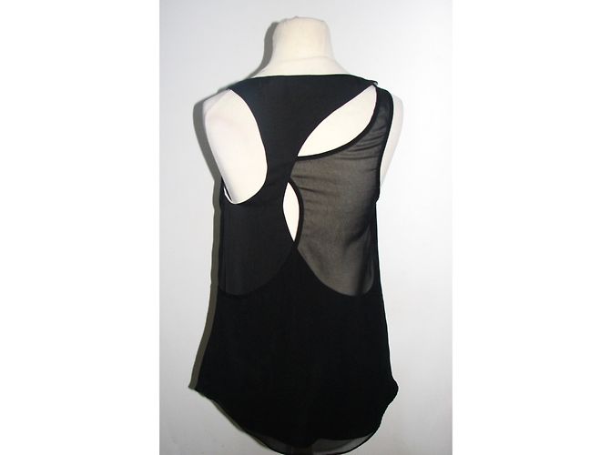 Rag & Bone Chiffon-Oberteil asymmetrisch Schwarz Weiß - Ansicht 3
