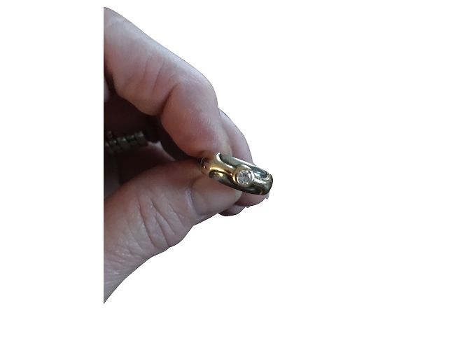 Autre Marque Zweifarbiger Goldring mit Diamant 18 Karat Golden - Ansicht 2