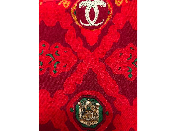 Sciarpa Must de Cartier Motivo Pantera Rossa e Grigia Lana Seta Rosso - vista 4