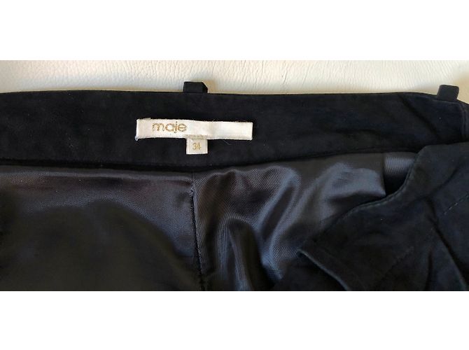 Schwarze Wildlederhose MAJE Größe 34 - Ansicht 5