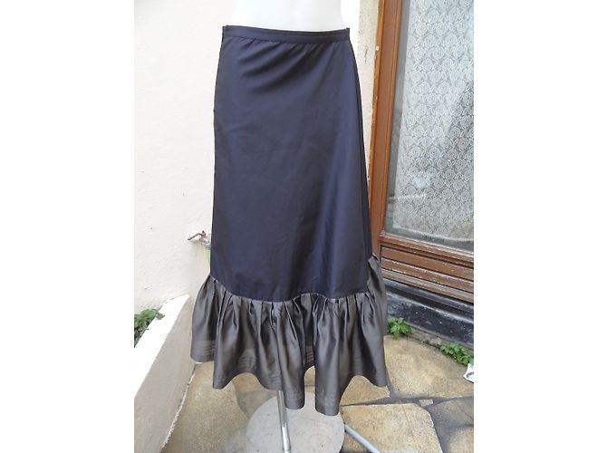 Falda Hugo Boss Gris Plata Seda y Algodón Talla 36 - vista 3