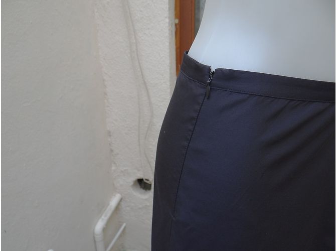 Falda Hugo Boss Gris Plata Seda y Algodón Talla 36 - vista 7