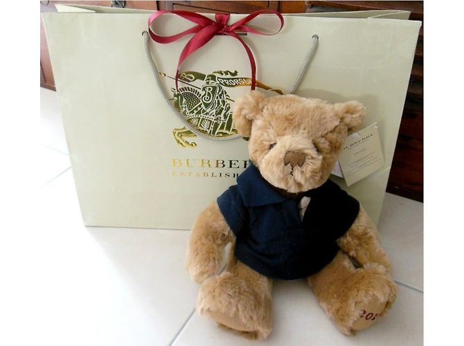 Teddy Bear Burberry con Polo Blu e Tartan Check Beige - vista 2