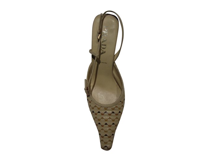 Prada Slingbacks aus gewebtem Leder Braun Beige - Ansicht 2