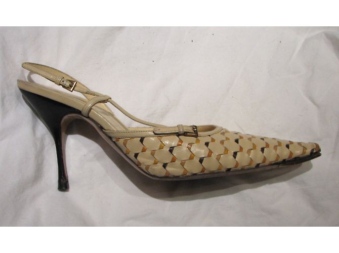 Prada Slingbacks aus gewebtem Leder Braun Beige - Ansicht 5