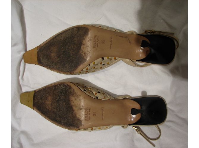 Prada Slingbacks aus gewebtem Leder Braun Beige - Ansicht 7