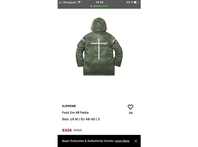 Parka Supreme Fuck Em All Argento Arancio Khaki Arancione Cachi - vista 5