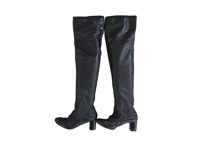Botas altas Chanel de piel de cordero negras Negro - vista 2