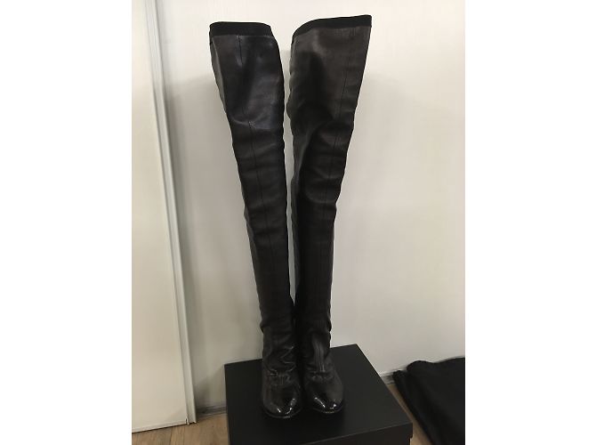 Botas altas Chanel de piel de cordero negras Negro - vista 7