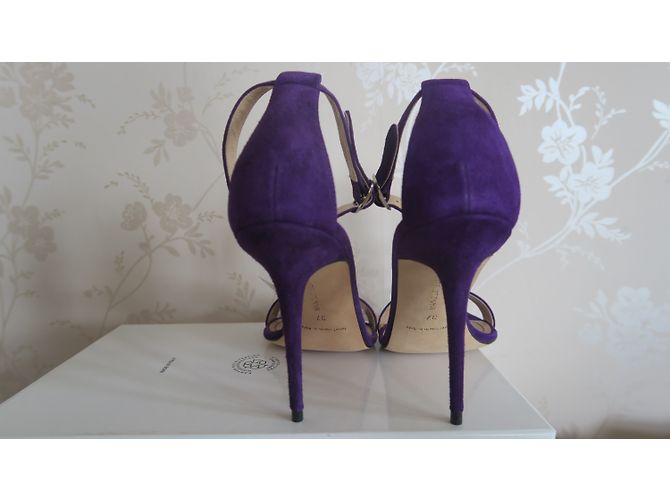 Sandali Manolo Blahnik Chaos 105 Suede Viola Porpora - vista 3