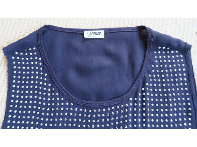 Top de seda azul marino L'Agence Azul oscuro - vista 4