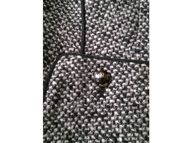 Escada Tweed Blazer Grau Schwarz Seidenfutter Größe 40 - Ansicht 5