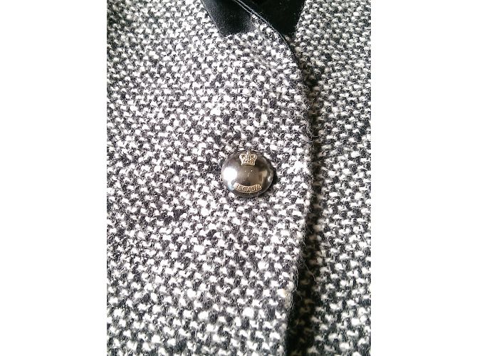 Escada Tweed Blazer Grau Schwarz Seidenfutter Größe 40 - Ansicht 6