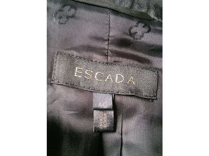 Escada Tweed Blazer Grau Schwarz Seidenfutter Größe 40 - Ansicht 7