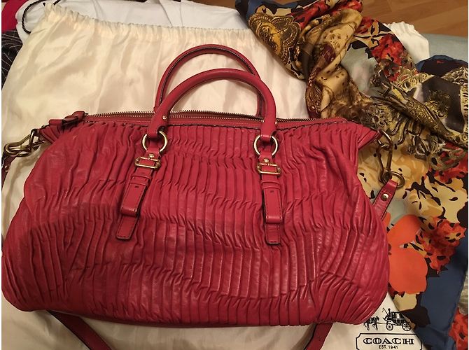 Coach Handtasche aus Leder Koralle - Ansicht 4