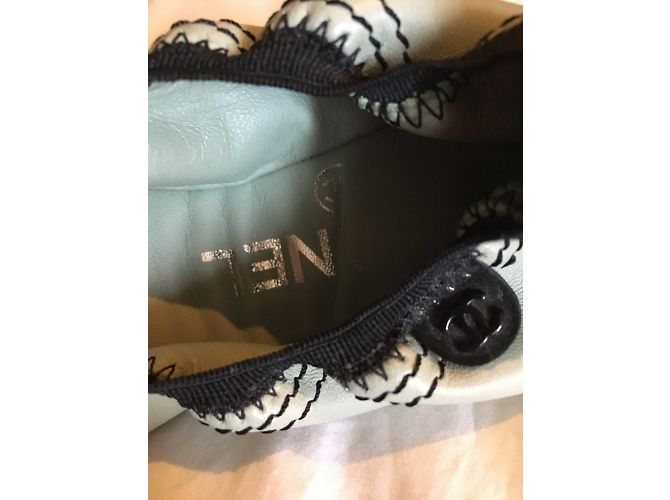Ballerine Chanel in pelle nera e blu Nero - vista 7