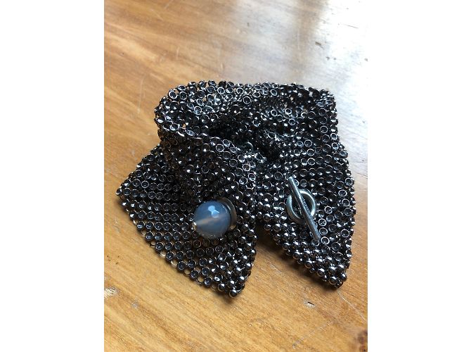 Autre Marque Bracciale manchette Laura B maglia argentata Argento - vista 3