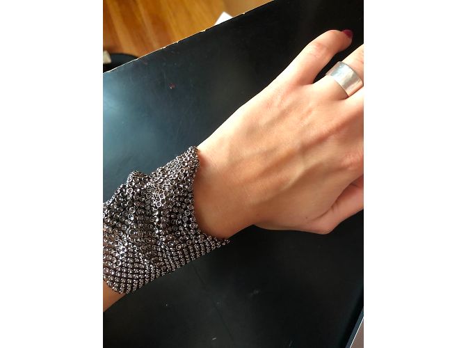 Autre Marque Bracciale manchette Laura B maglia argentata Argento - vista 5