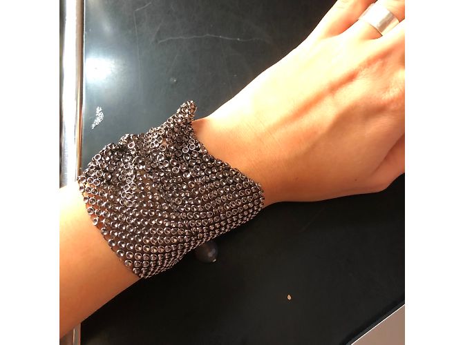 Autre Marque Bracciale manchette Laura B maglia argentata Argento - vista 6