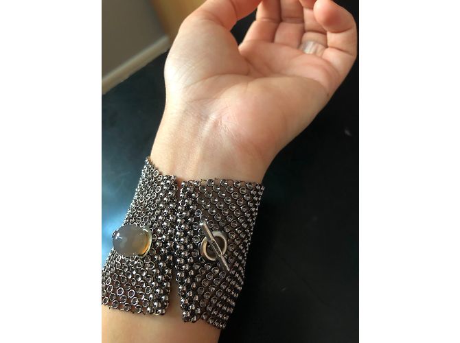 Autre Marque Bracciale manchette Laura B maglia argentata Argento - vista 7