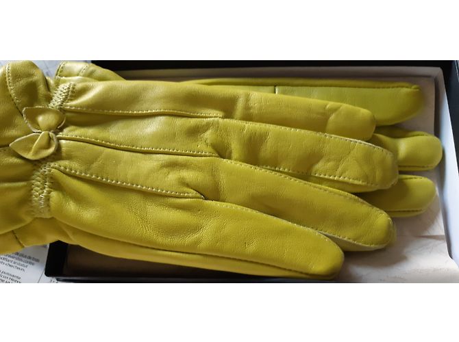 Anisgrüne Lederhandschuhe NEU Arthur & Aston Olivgrün - Ansicht 3