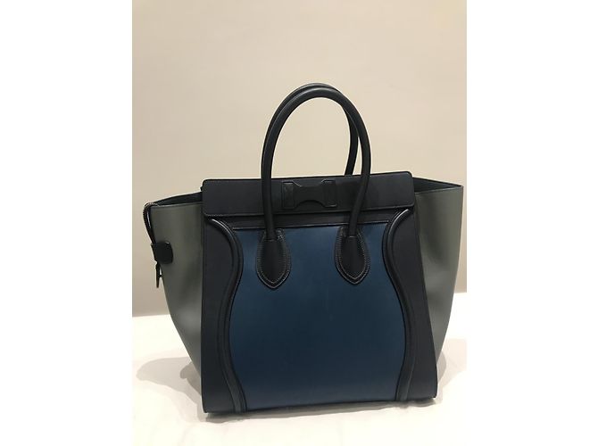 Bolso de mano Céline Mini Luggage en piel azul marino - vista 2