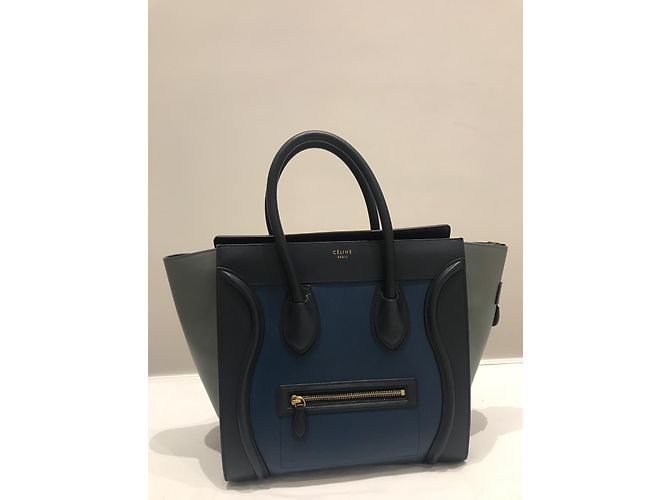 Bolso de mano Céline Mini Luggage en piel azul marino - vista 3