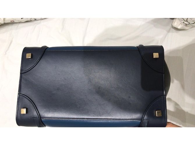 Bolso de mano Céline Mini Luggage en piel azul marino - vista 4