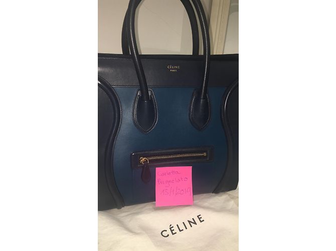 Bolso de mano Céline Mini Luggage en piel azul marino - vista 7