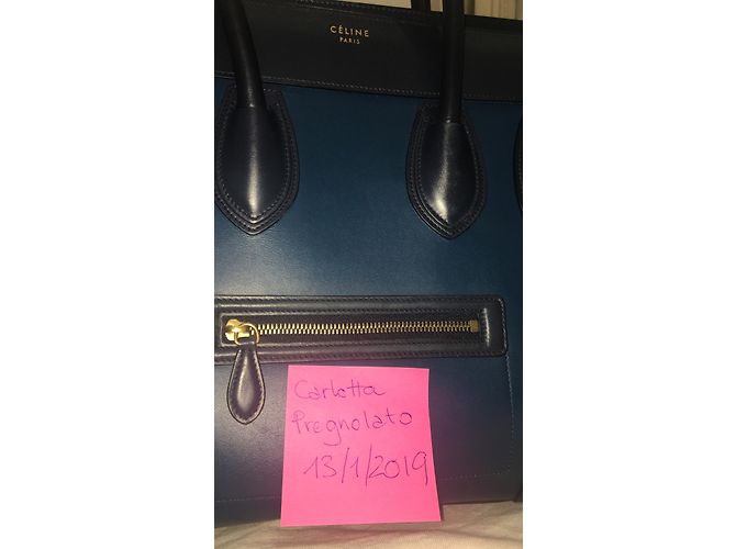 Bolso de mano Céline Mini Luggage en piel azul marino - vista 9