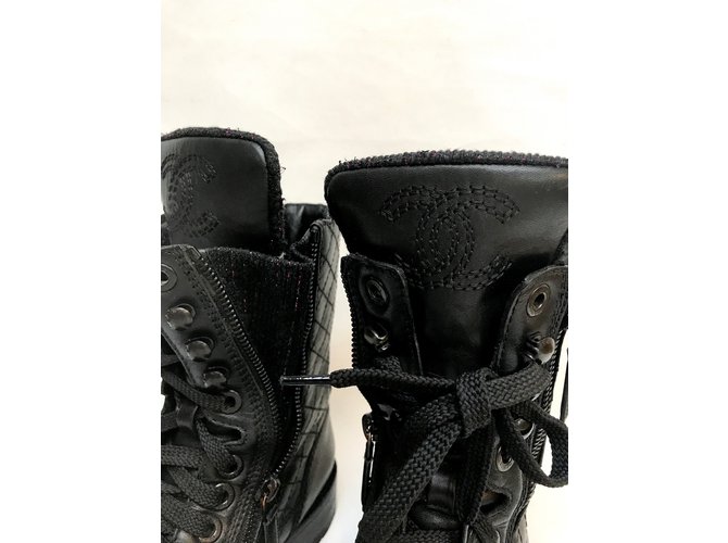 Chanel con scatola! stivaletti stringati Nero - vista 11
