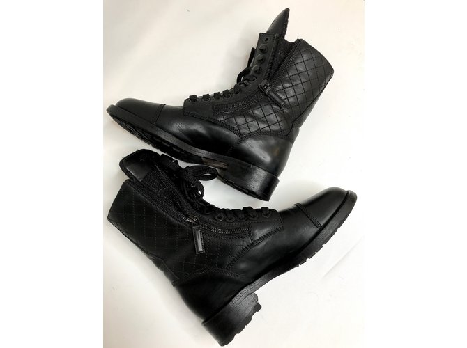 Chanel con scatola! stivaletti stringati Nero - vista 3