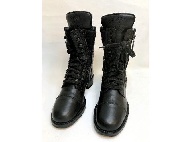 Chanel con scatola! stivaletti stringati Nero - vista 5