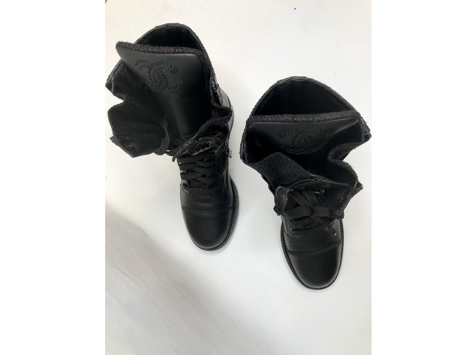 Chanel con scatola! stivaletti stringati Nero - vista 9