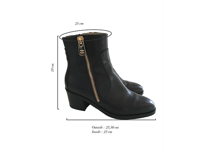 Stivaletti Chanel in pelle nera taglia 36 Nero - vista 3