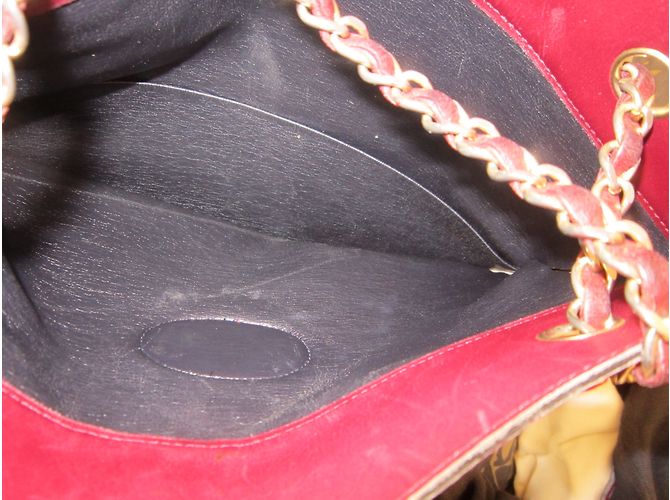 Borsa Chanel in pelle e jersey bordeaux Bordò - vista 10