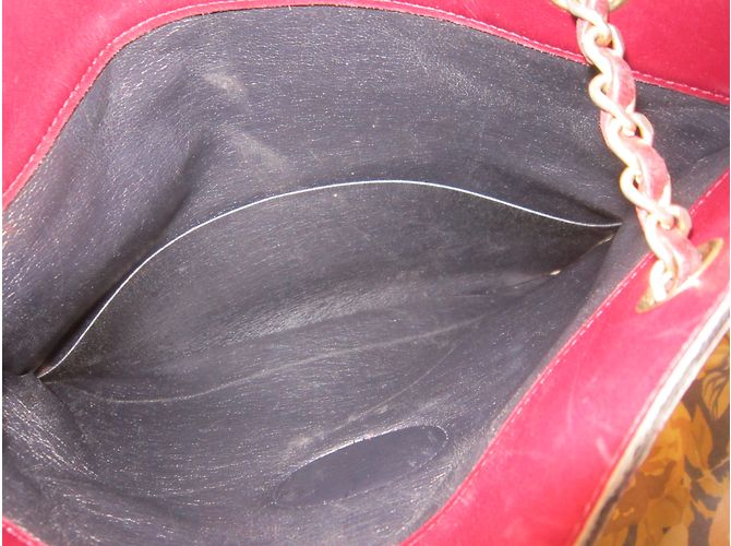 Borsa Chanel in pelle e jersey bordeaux Bordò - vista 11
