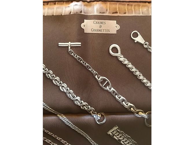 Hermès Hermes Square 70 catene di seta vintage e ghiottonerie Grigio - vista 2