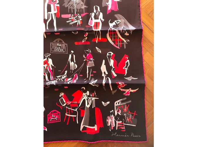 Hermès Hermes Square 70 vintage seta Rendezvous Rive gauche Marrone - vista 3