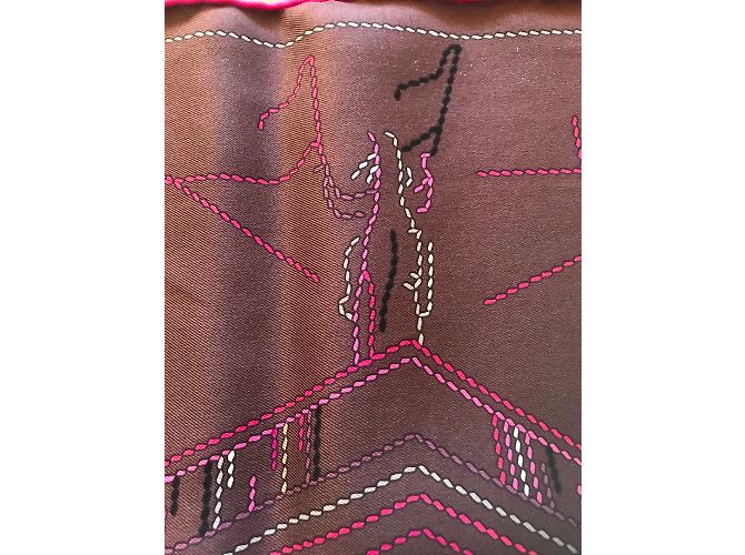 Hermès Hermes Square 70 Sella vintage in seta Cioccolato - vista 4