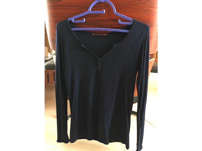Top Berenice a maniche lunghe con ali di paillettes Blu scuro - vista 3