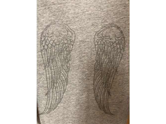 Top Berenice Manga Larga Gris Algodón Alas con Brillo - vista 4