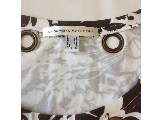 Top de seda Diane Von Furstenberg Blanco y Marrón Castaño - vista 3