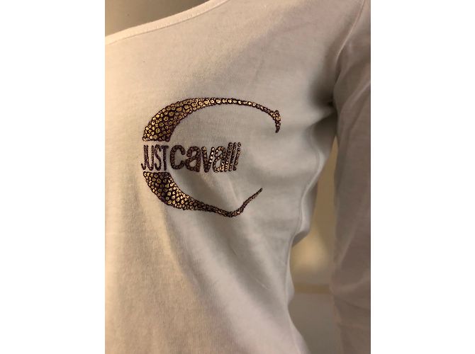 Top de algodón blanco Just Cavalli con estampado de logo - vista 2