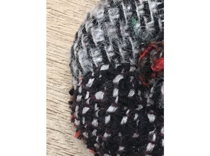 Spilla Chanel Camelia in Tweed Nero Rosso Grigio - vista 7