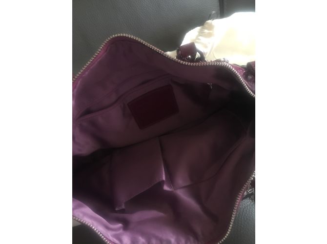 Borsa Satchel Coach in Vernice Prune Prugna - vista 2
