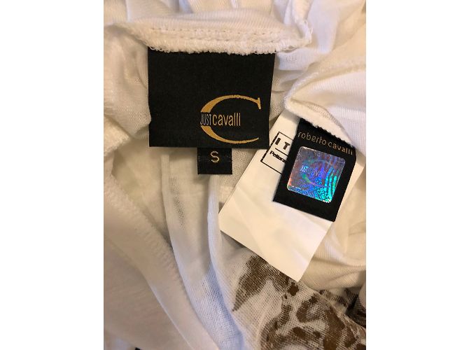 Just Cavalli Top de manga comprida branco com padrão dourado algodão - vista 4