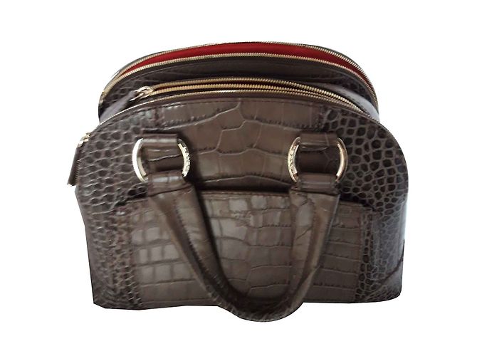 Lancel ADJANI Handtasche aus Leder Grau Krokodilmuster - Ansicht 2