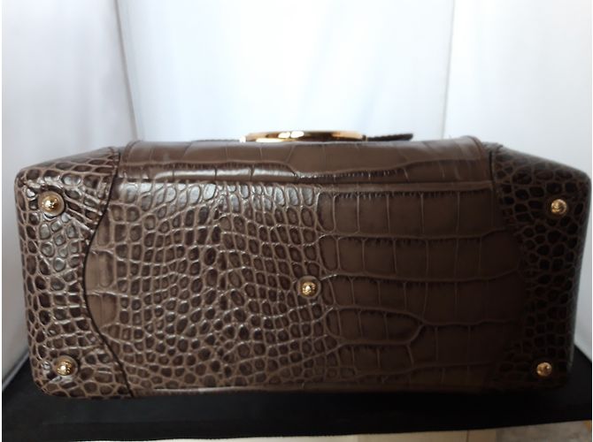 Lancel ADJANI Handtasche aus Leder Grau Krokodilmuster - Ansicht 3