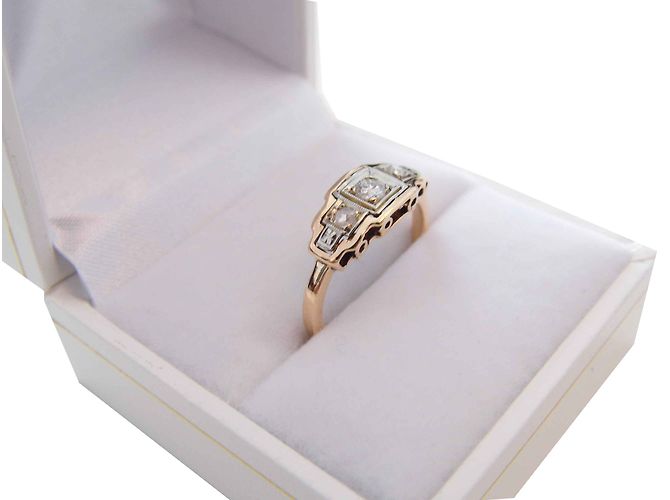Autre Marque vecchio anello in oro rosa 18k diamanti - vista 2